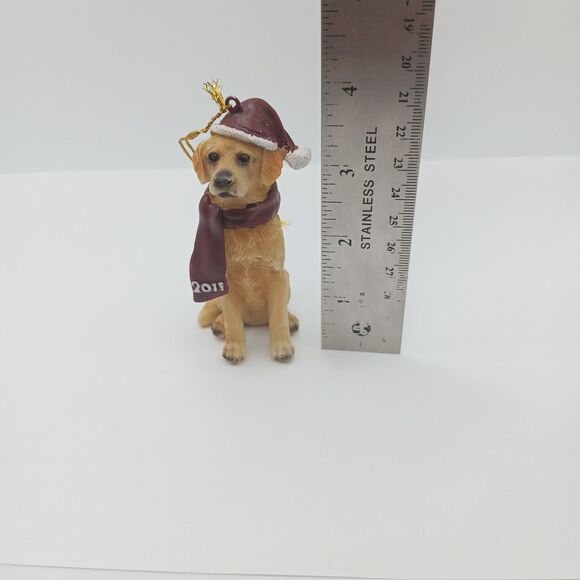 Yellow Labrador Retriever Red Christmas Hat 2011 Holiday Dog Ornament Figurine - Picture 3 of 8